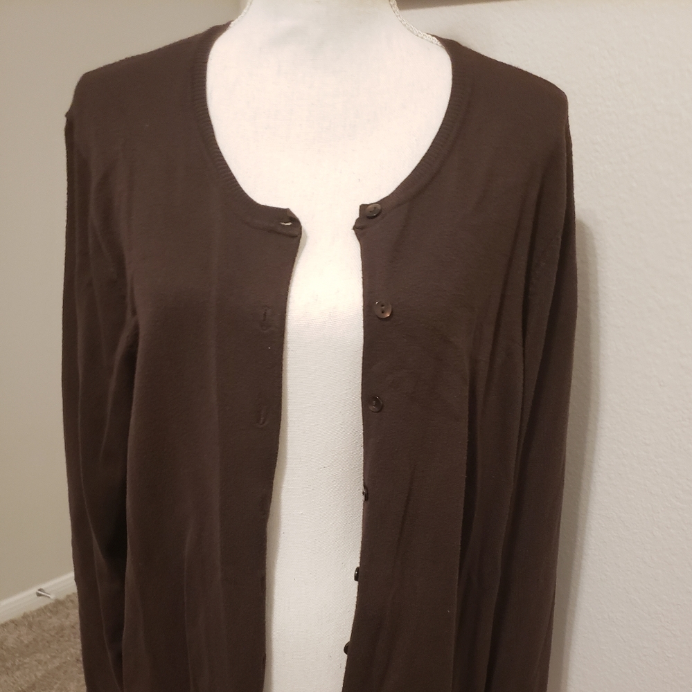 Plus Size Women's Brown Cardigan - 3X